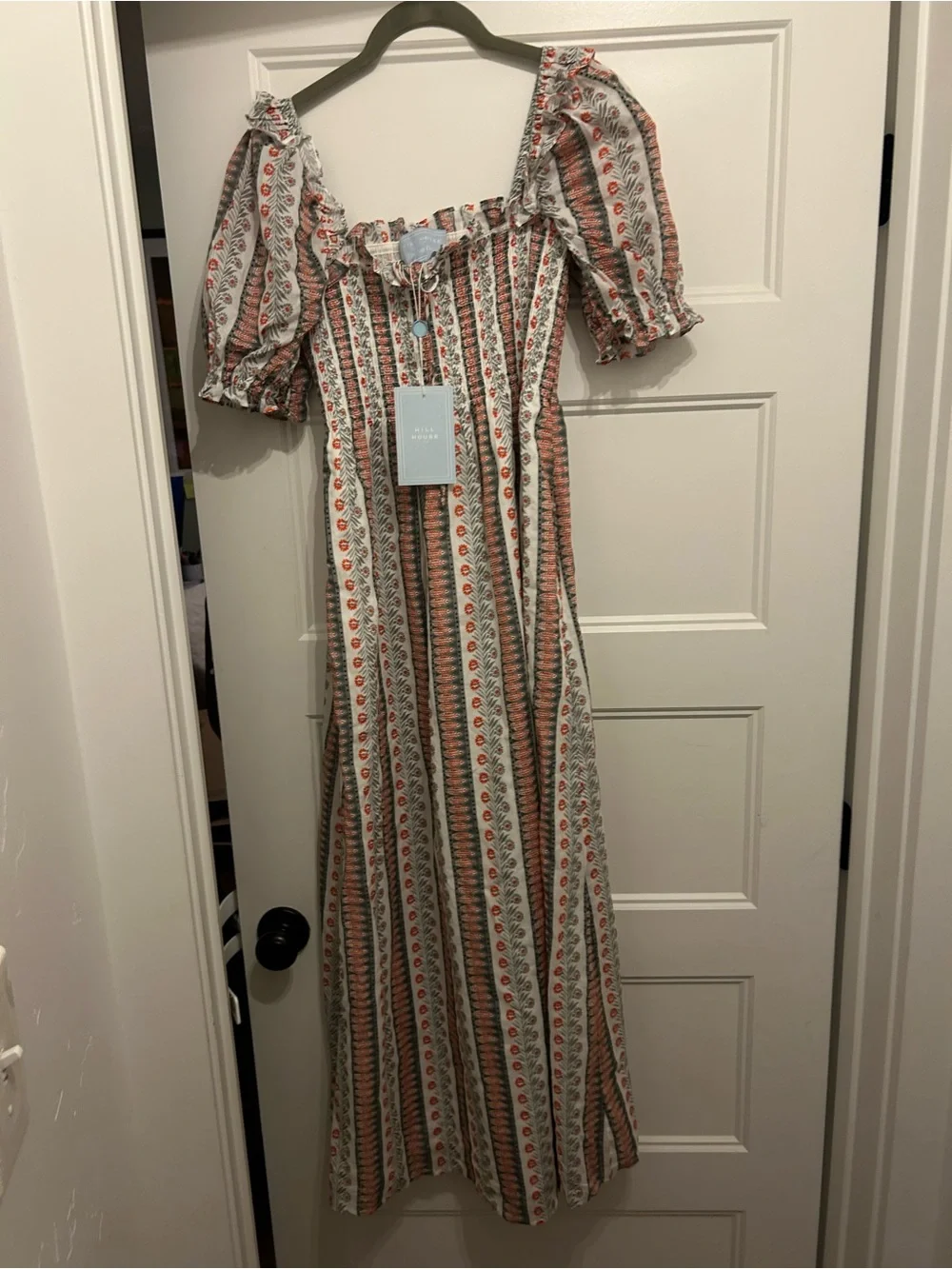 Hill House Scarlett Midi Nap Dress Cosmos Floral Stripe size Small NWT - Picture 3 of 6